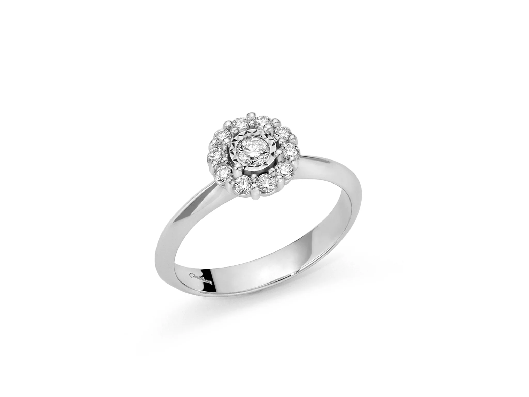 Anello fantasia con diamanti in oro bianco