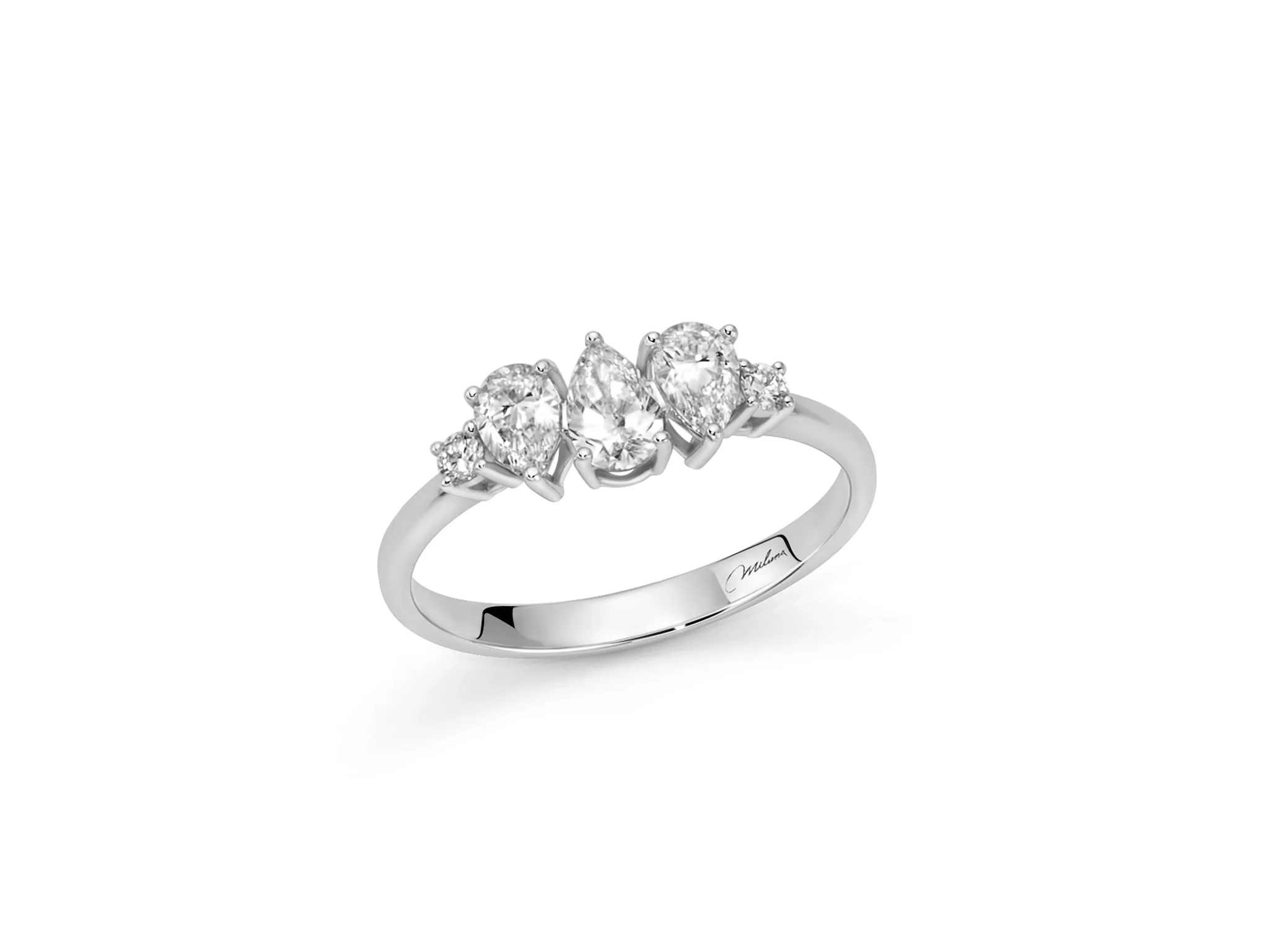 Anello trilogy di diamanti taglio goccia