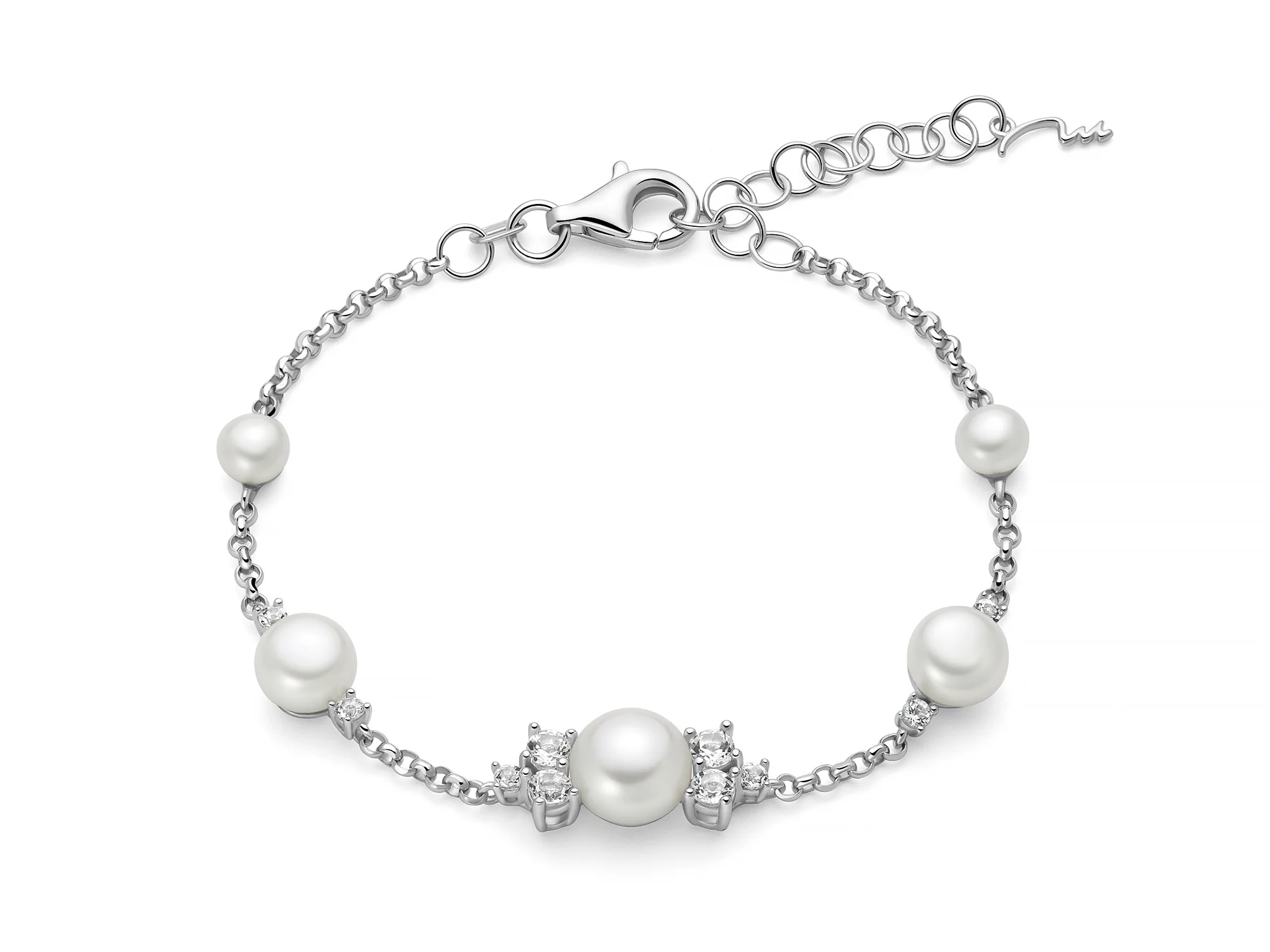 Bracciale Andromeda con perle Oriente e topazi bianchi.
