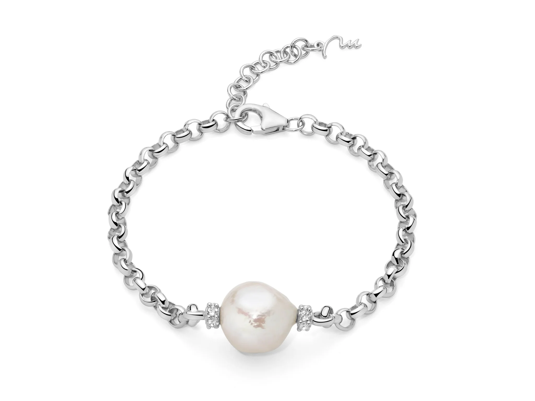 Bracciale con perla Oriente barocca e topazi in argento
