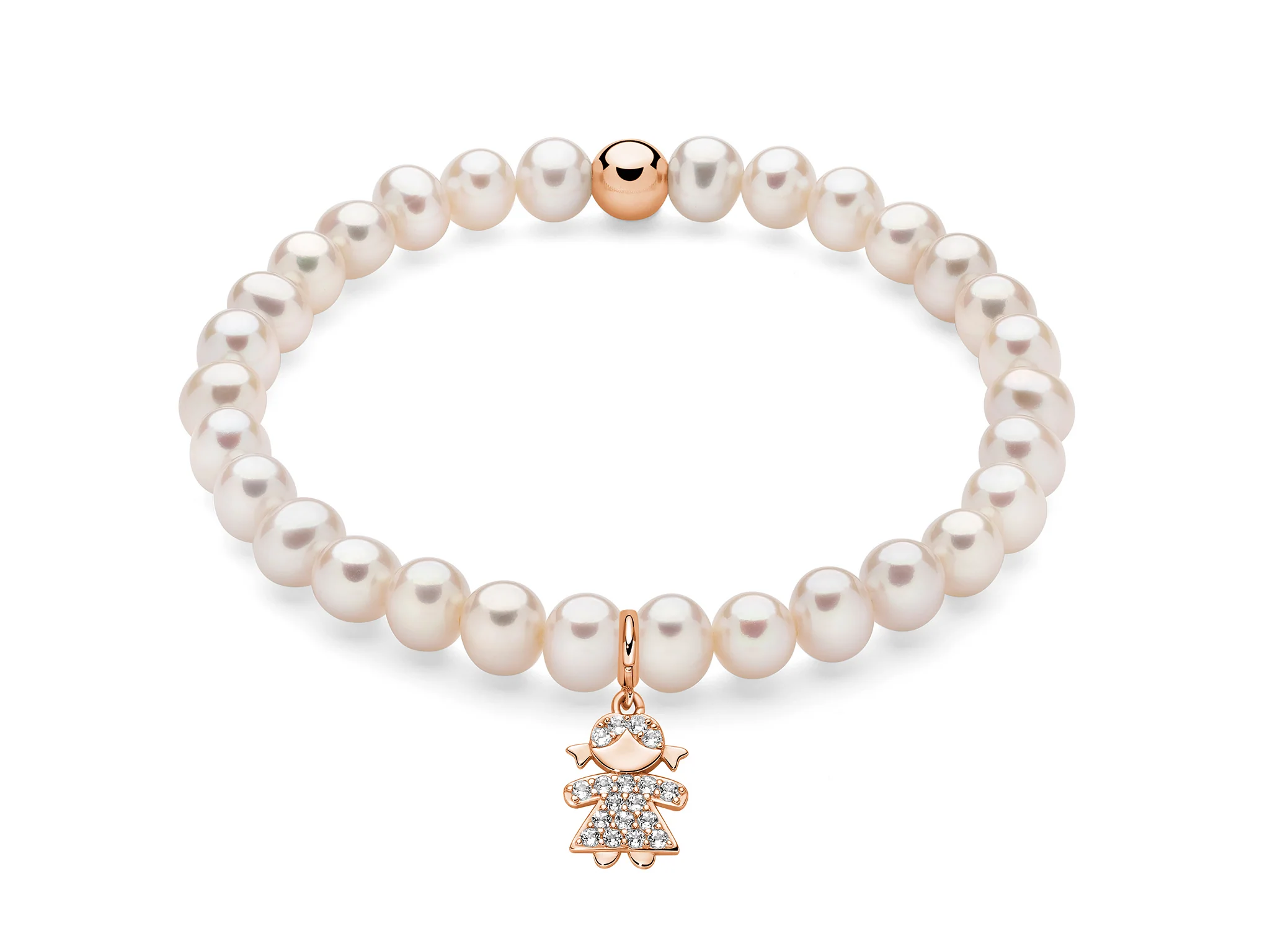 Bracciale di perle Oriente con elastico e pendente bambina