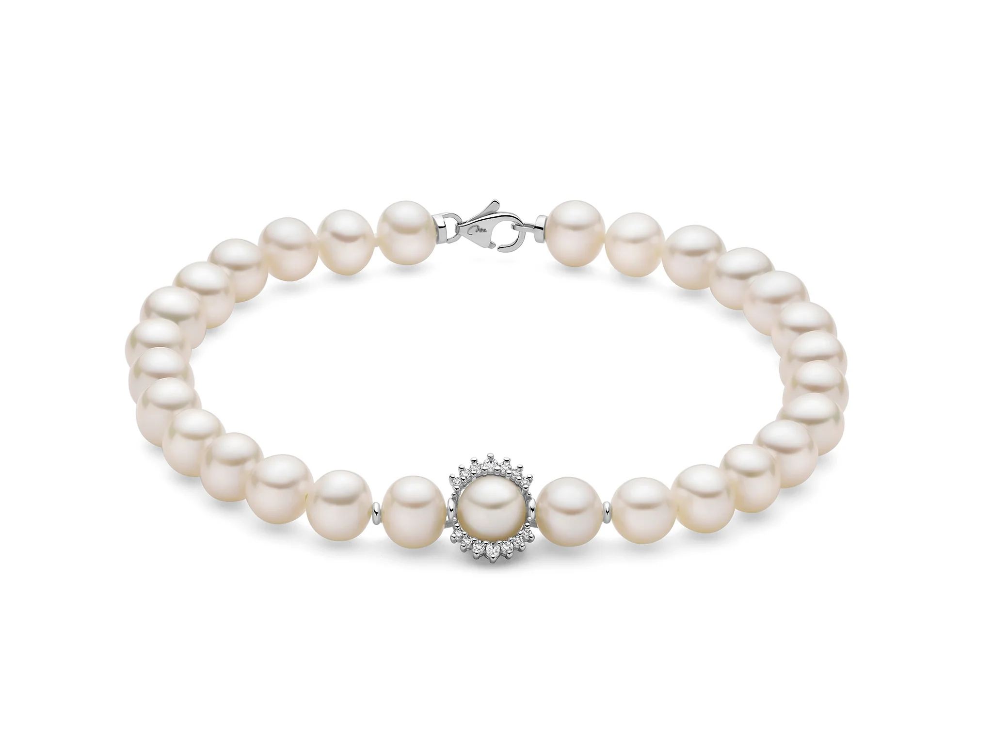 Bracciale di perle Oriente e centrale con giro di diamanti