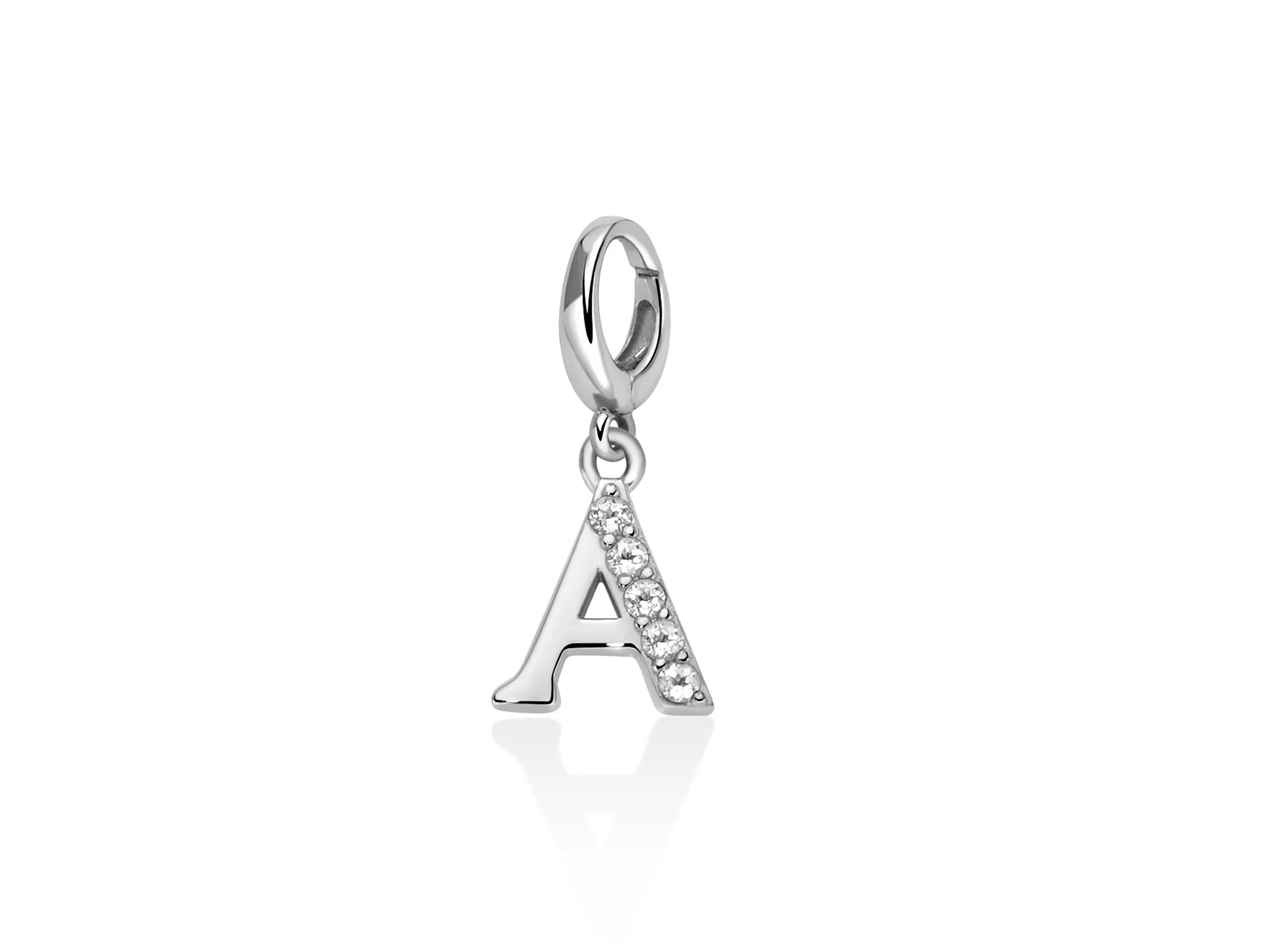 Charm pendente con topazi e argento lettera A