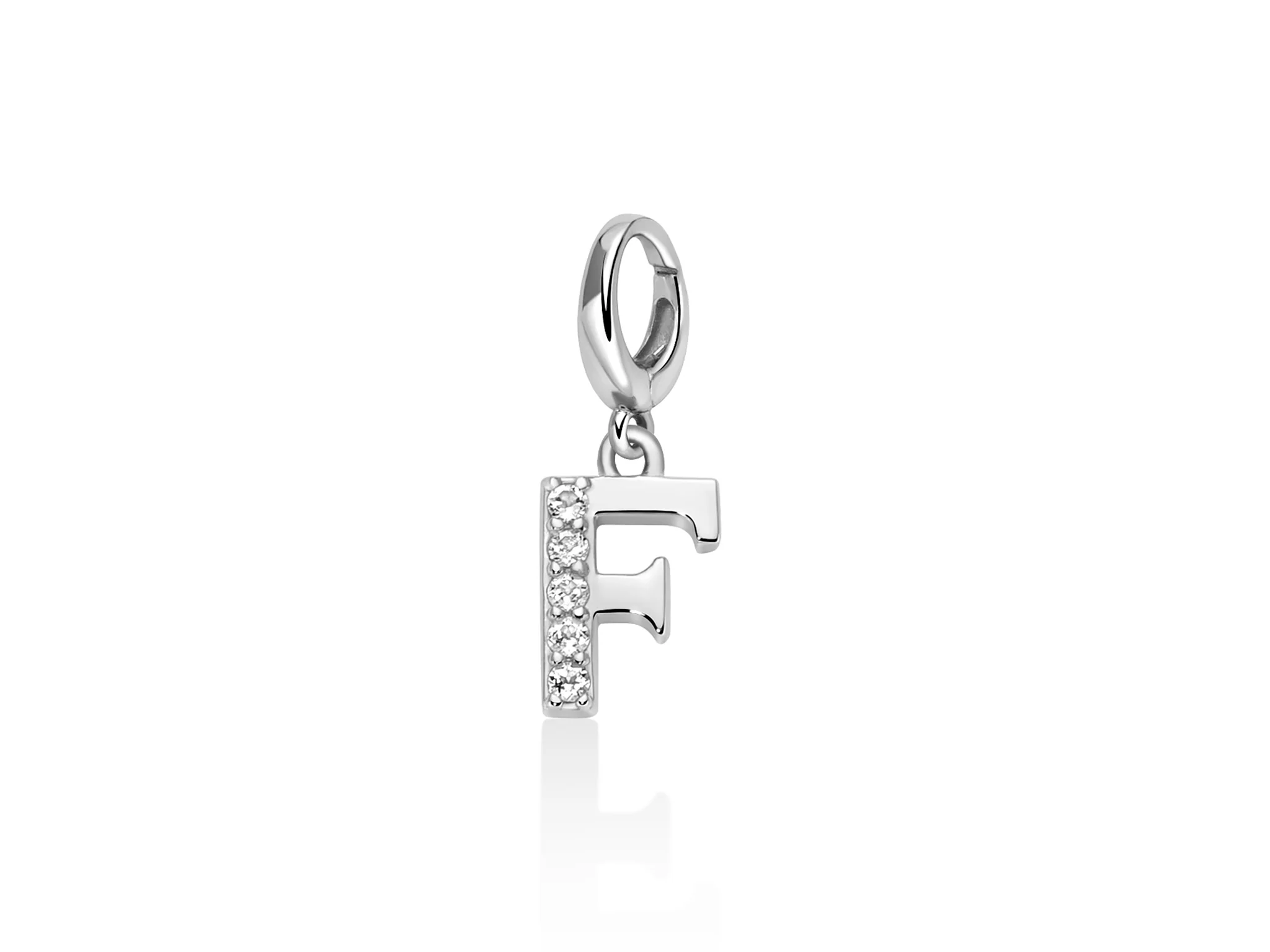 Charm pendente con topazi e argento lettera F