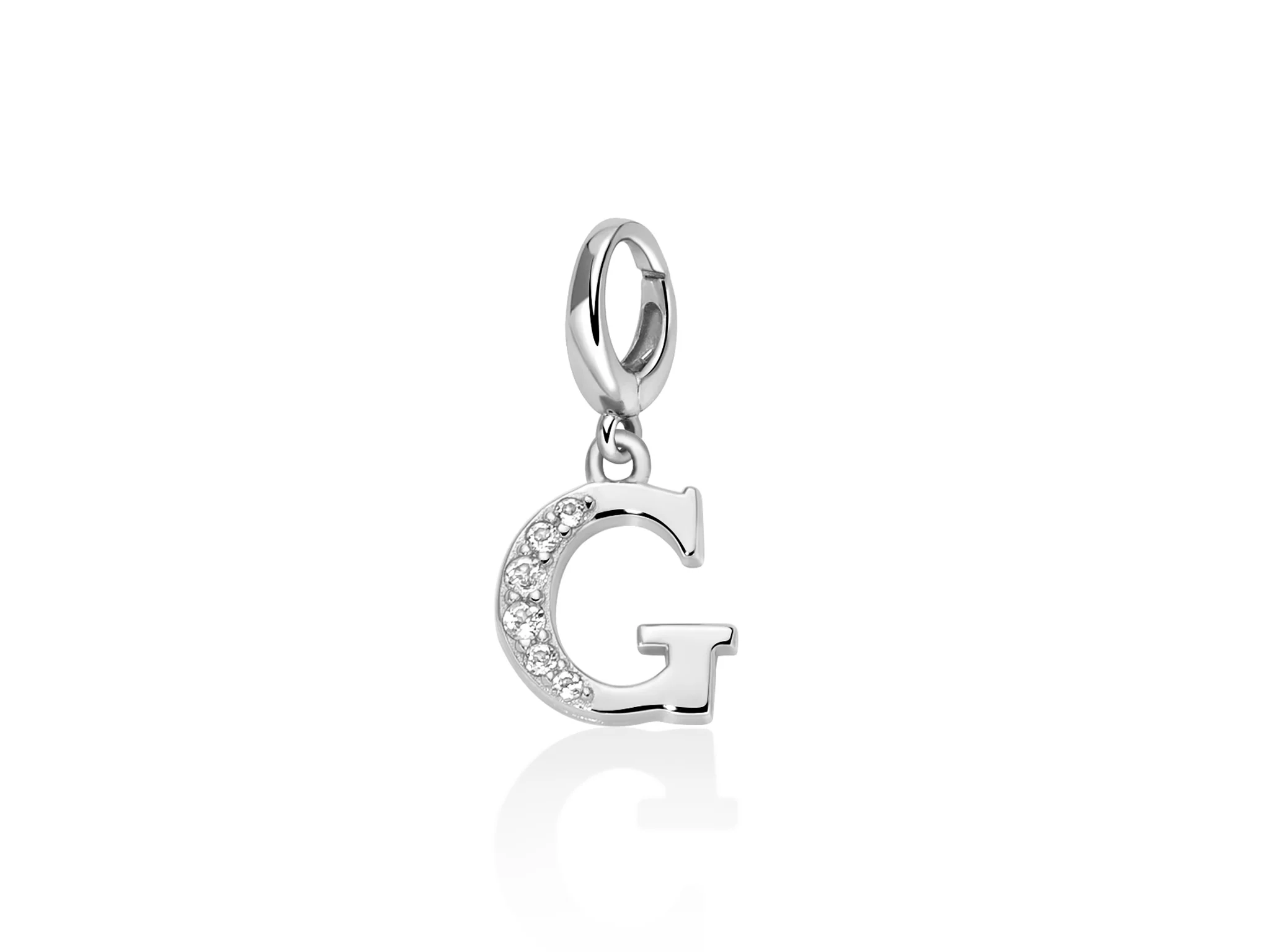 Charm pendente con topazi e argento lettera G