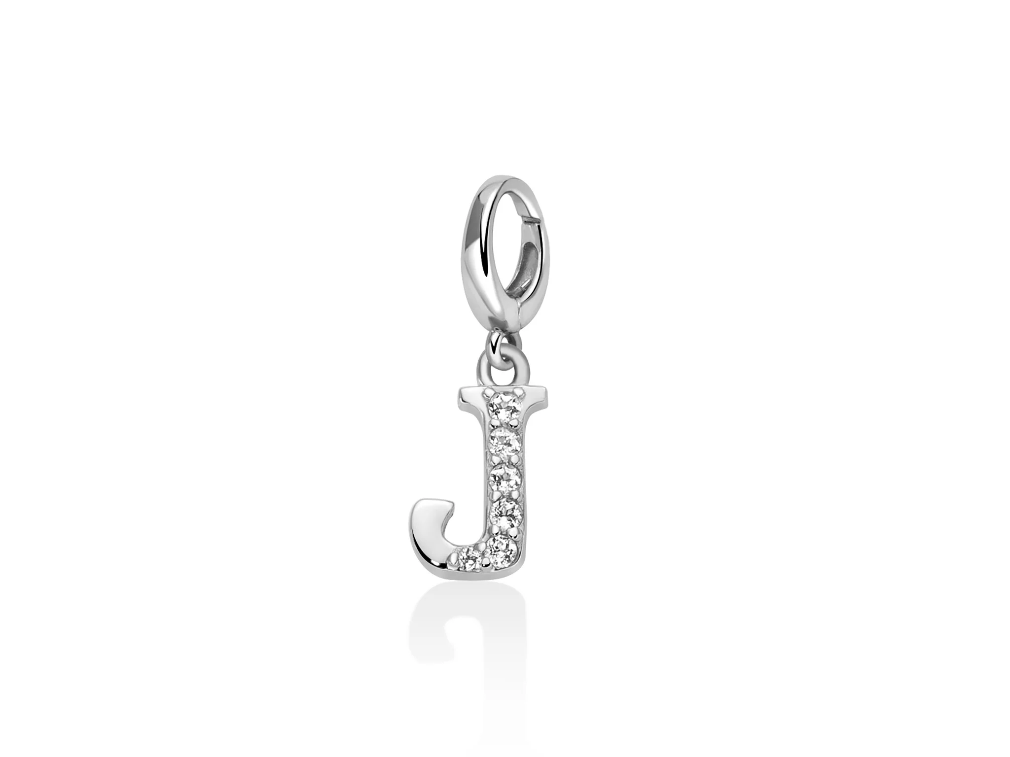 Charm pendente con topazi e argento lettera J