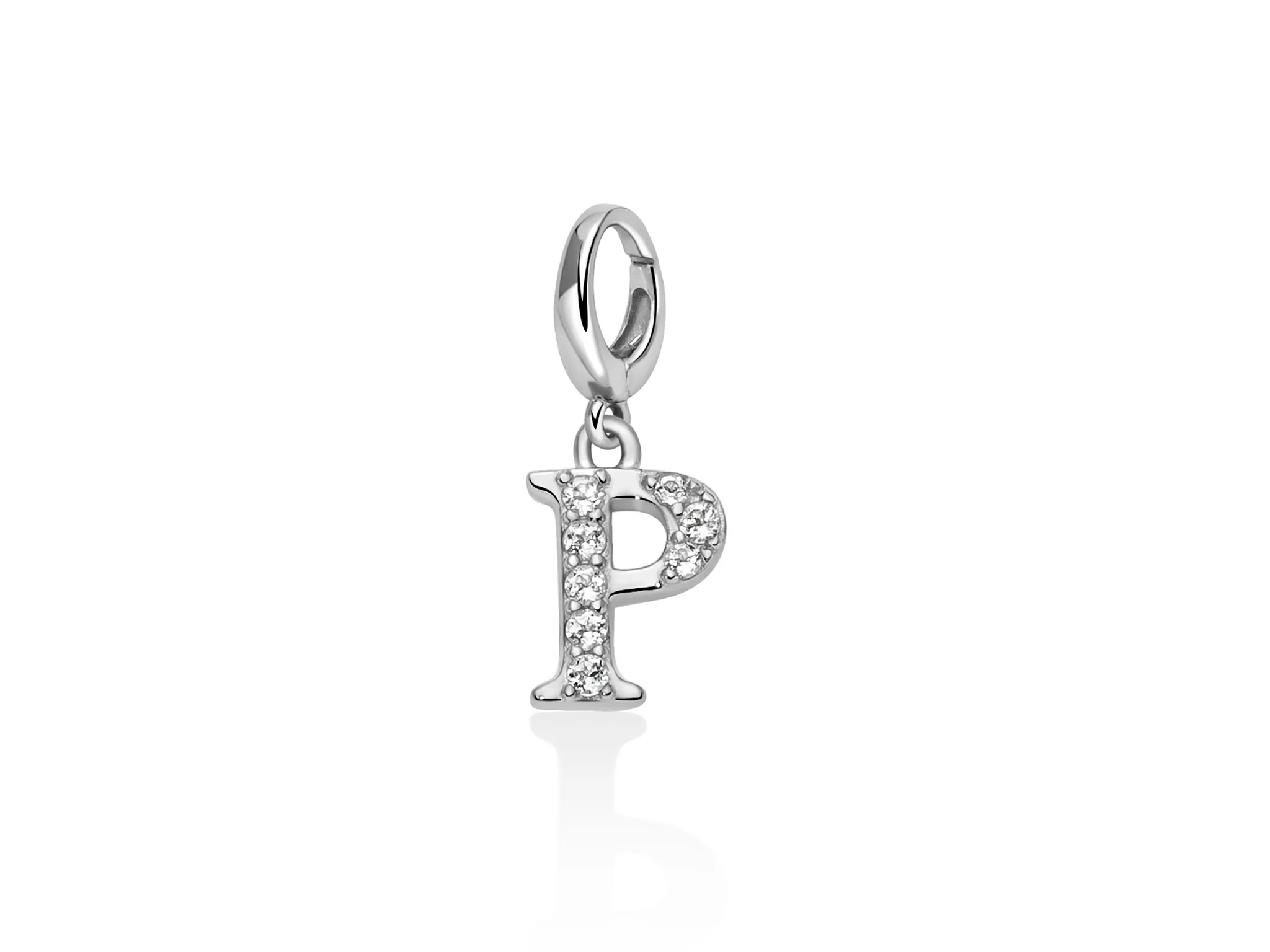 Charm pendente con topazi e argento lettera P