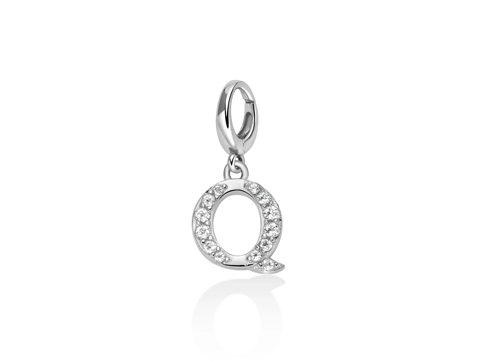 Charm pendente con topazi e argento lettera Q