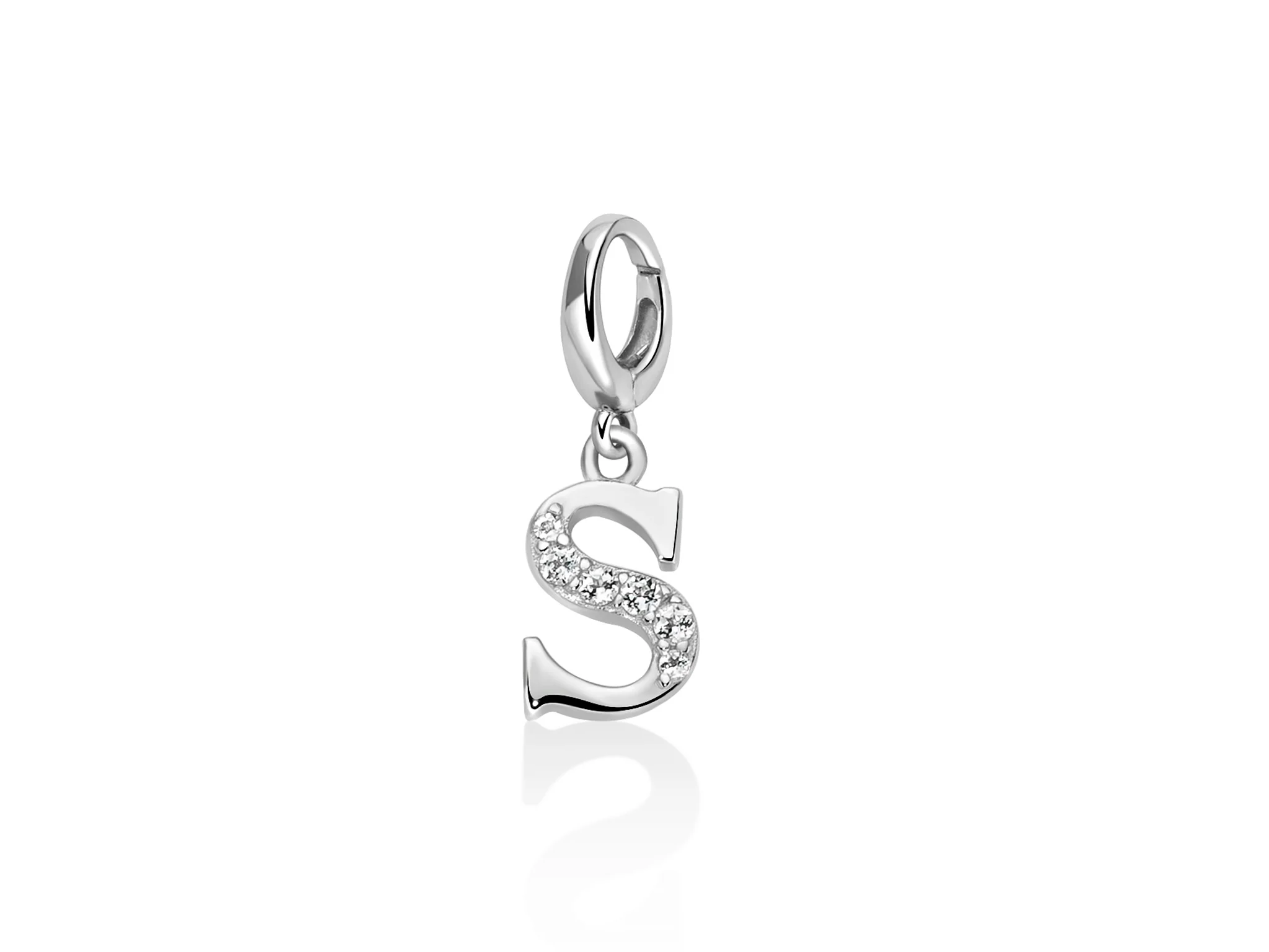 Charm pendente con topazi e argento lettera S