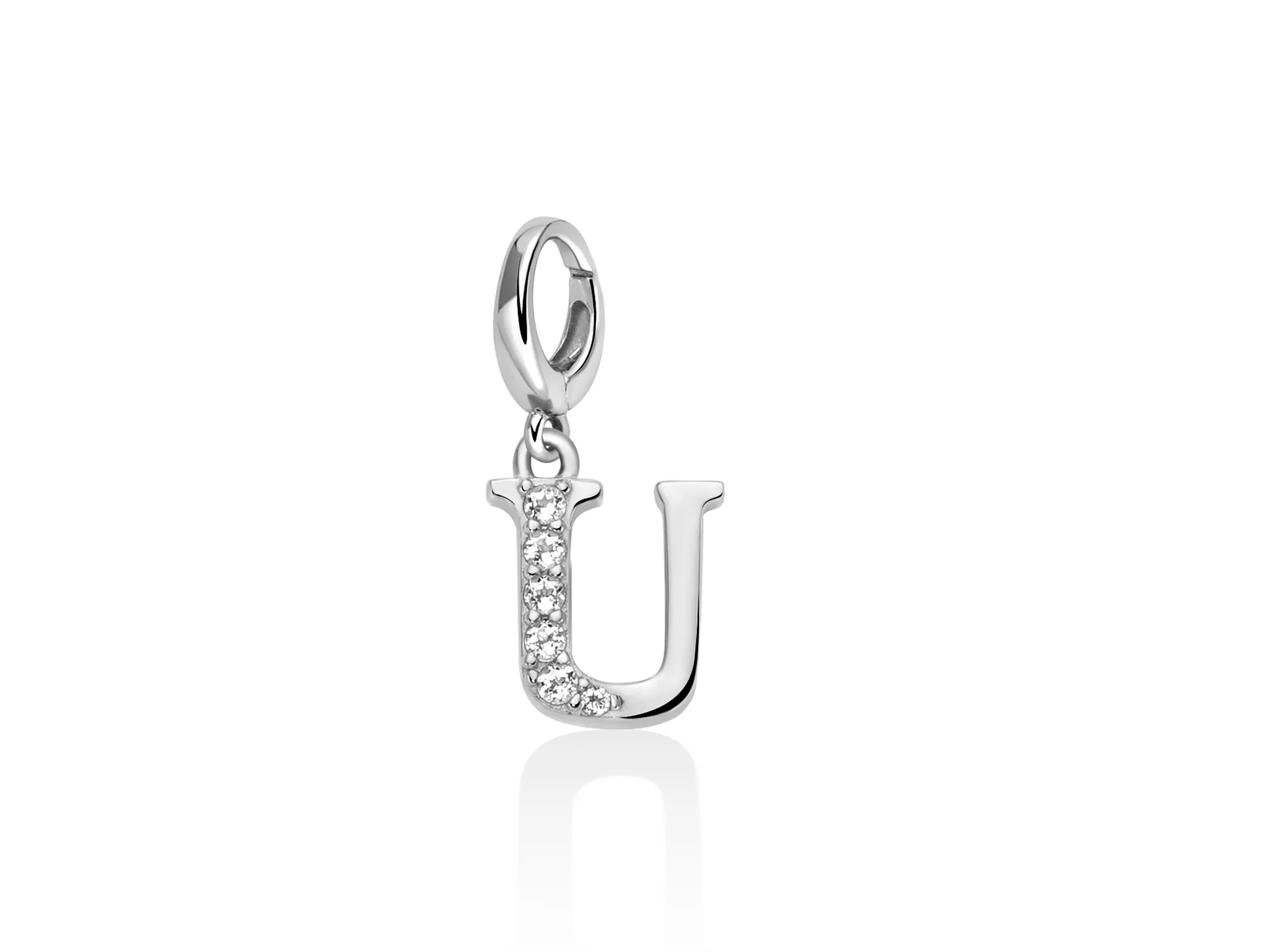 Charm pendente con topazi e argento lettera U