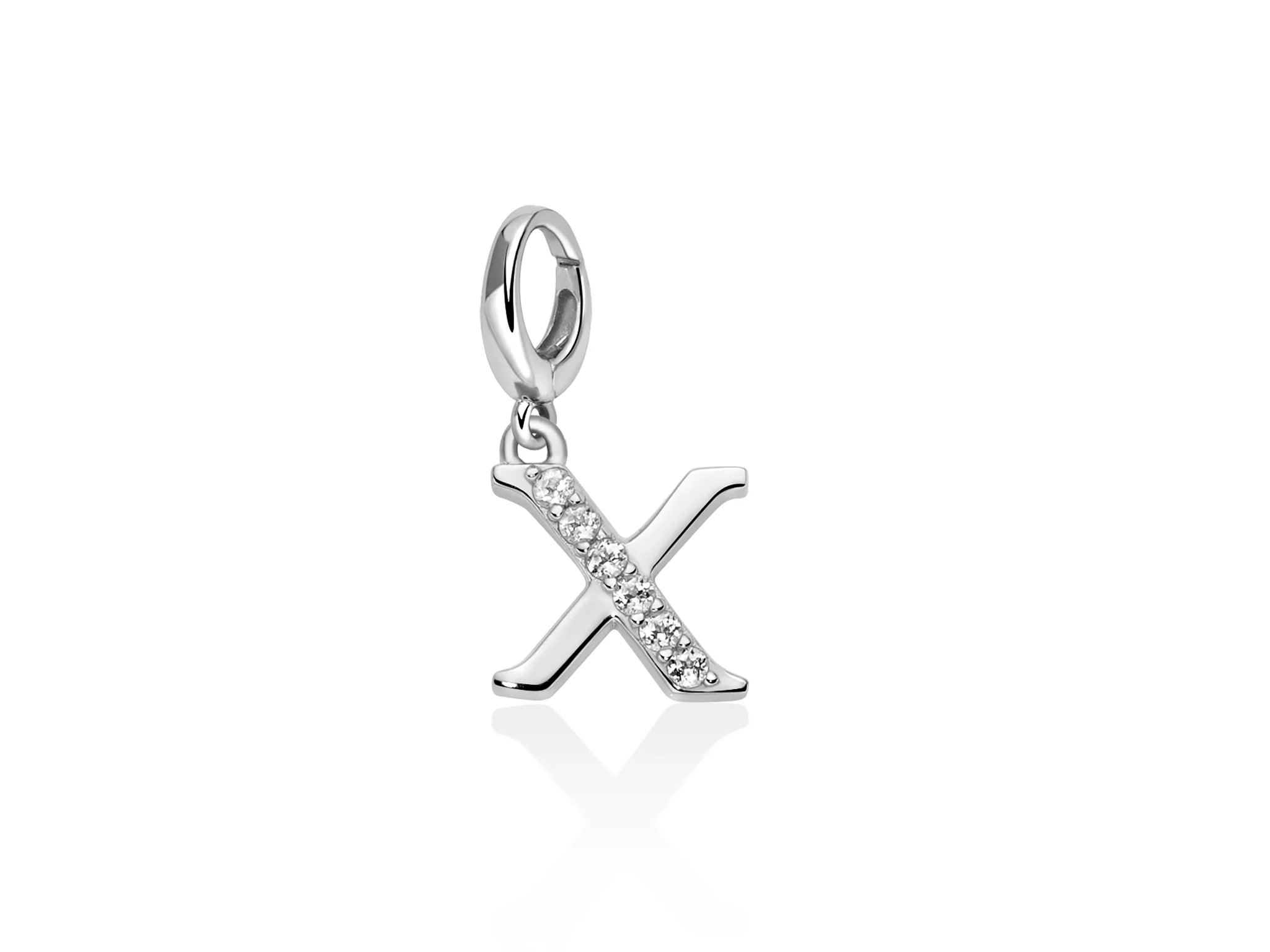 Charm pendente con topazi e argento lettera X
