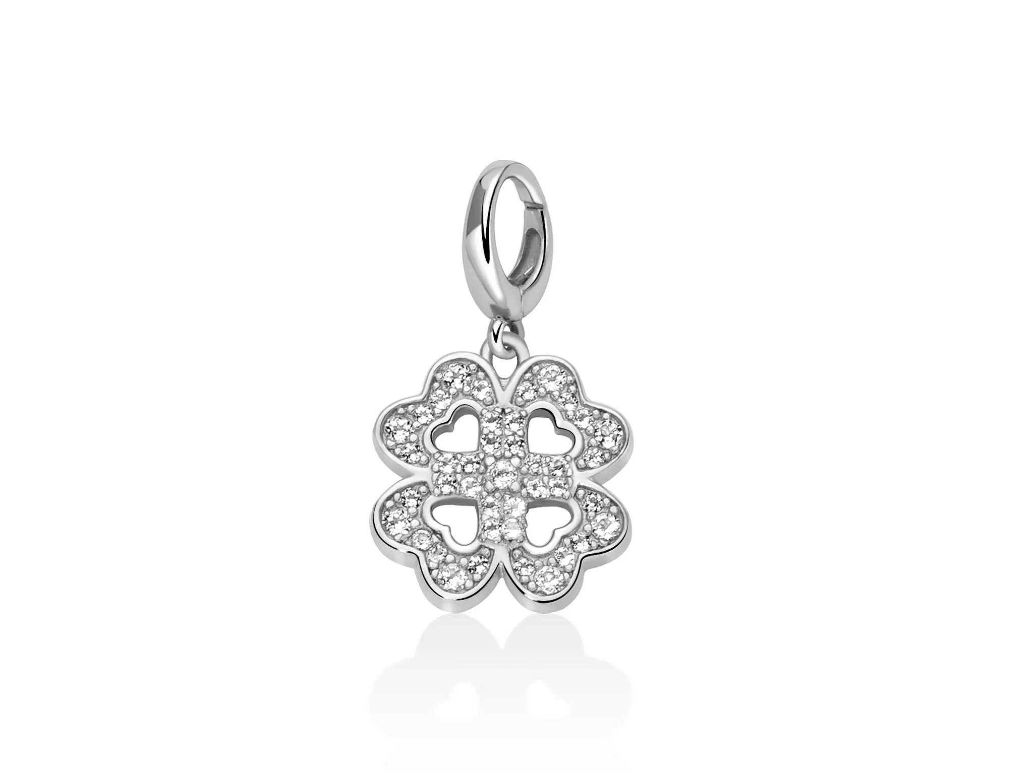 Charm pendente con topazi e argento quadrifoglio