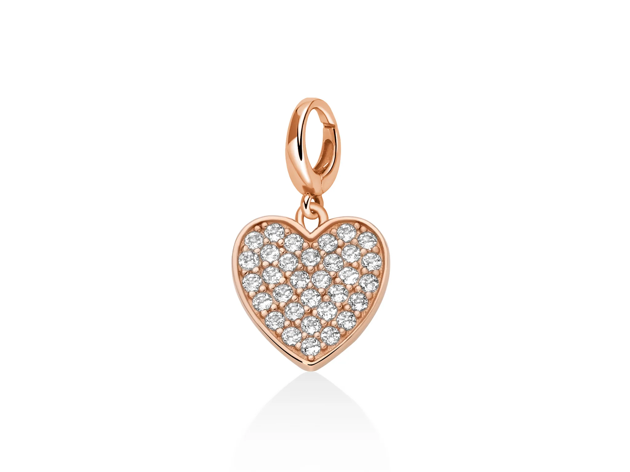 Charm pendente con topazi e argento rosa cuore