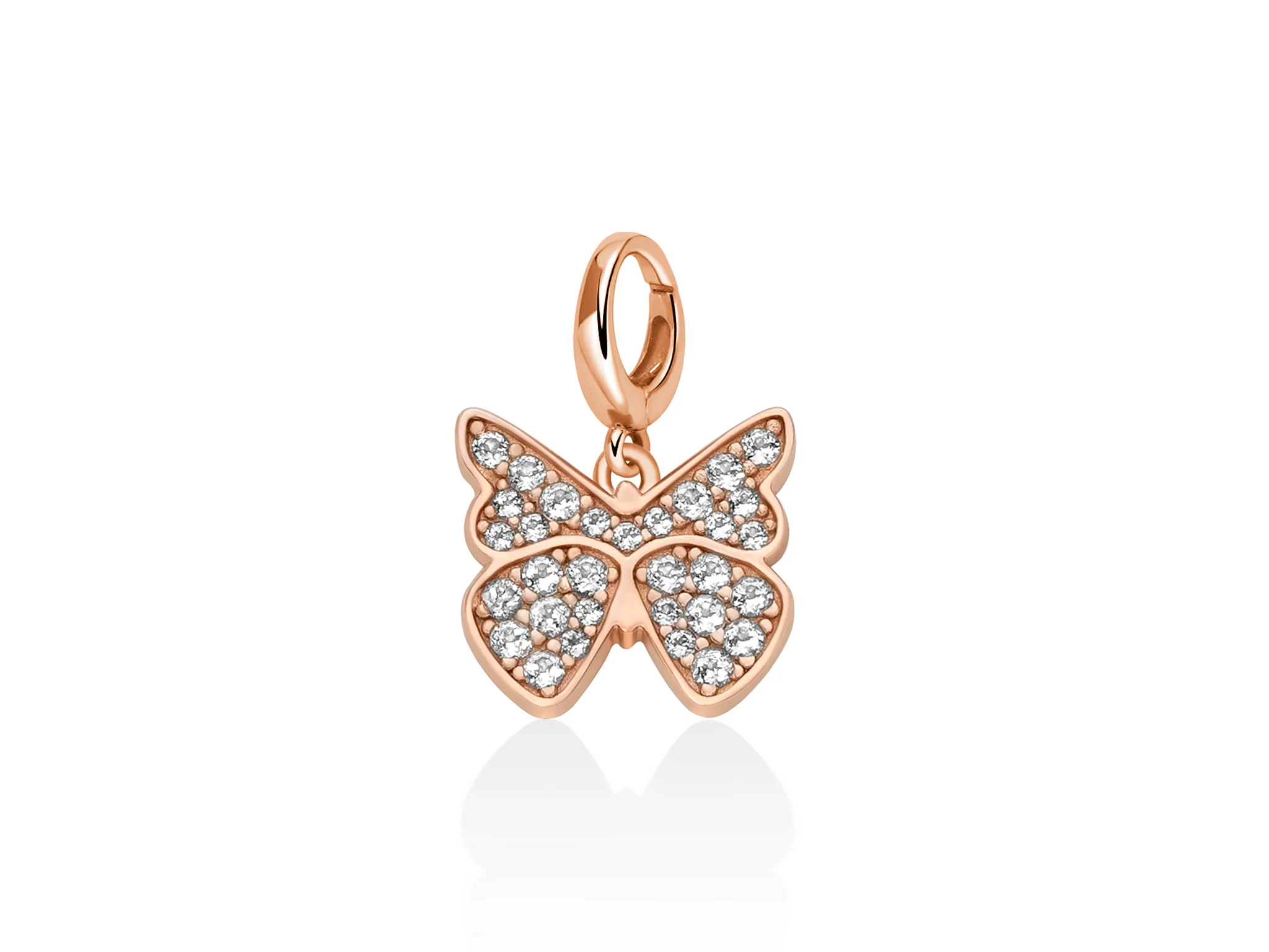 Charm pendente con topazi e argento rosa farfalla