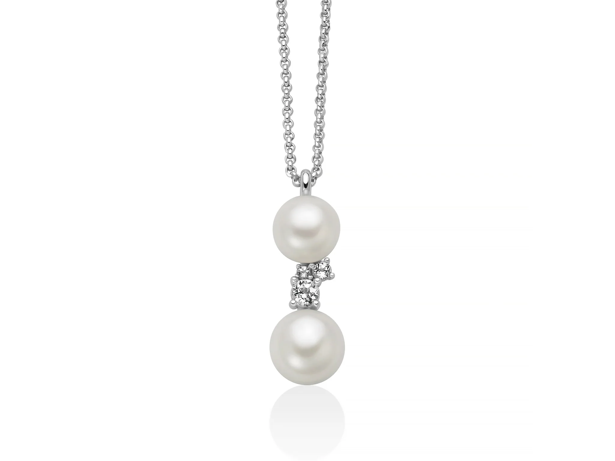 Collana Andromeda con pendente di perle Oriente e topazi bianchi.