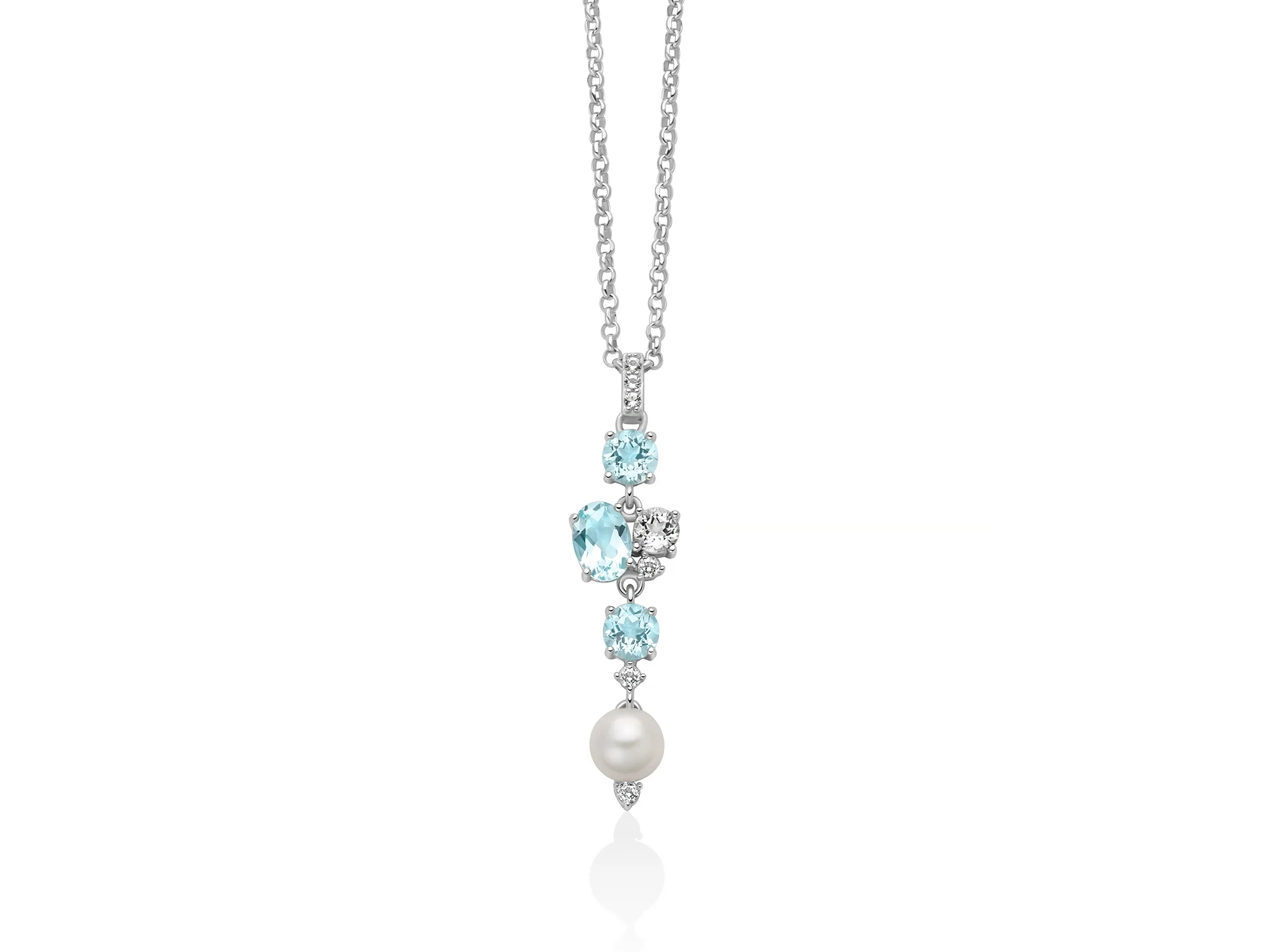 Collana Celestia con pendente di perla Oriente e Gemma del Cielo