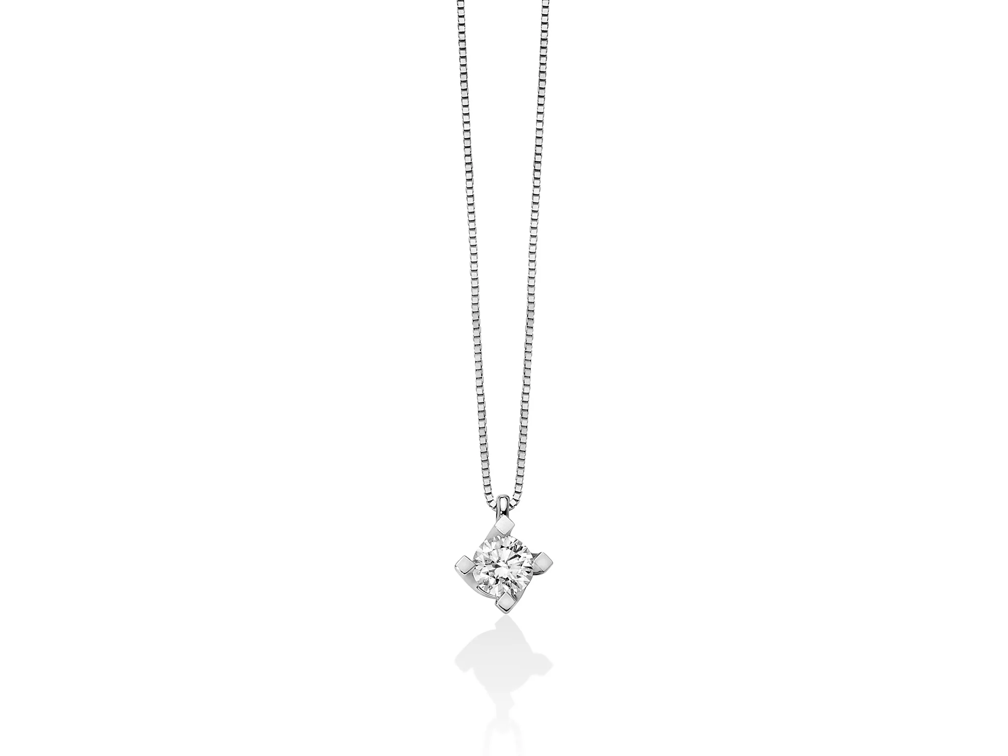 Collana con diamante punto luce a valentino in oro bianco - Image 4