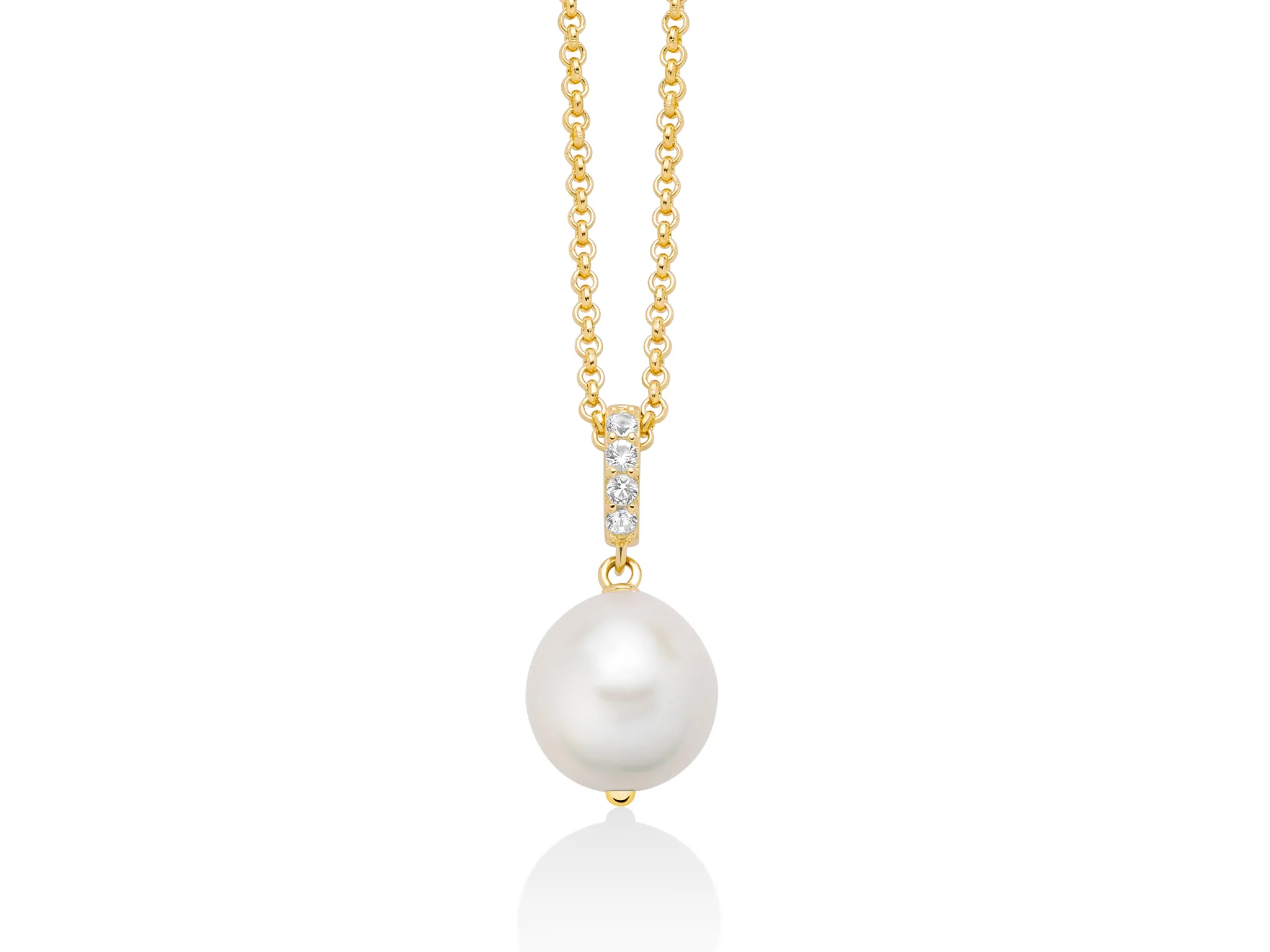 Collana con perla Oriente barocca e topazi in argento dorato
