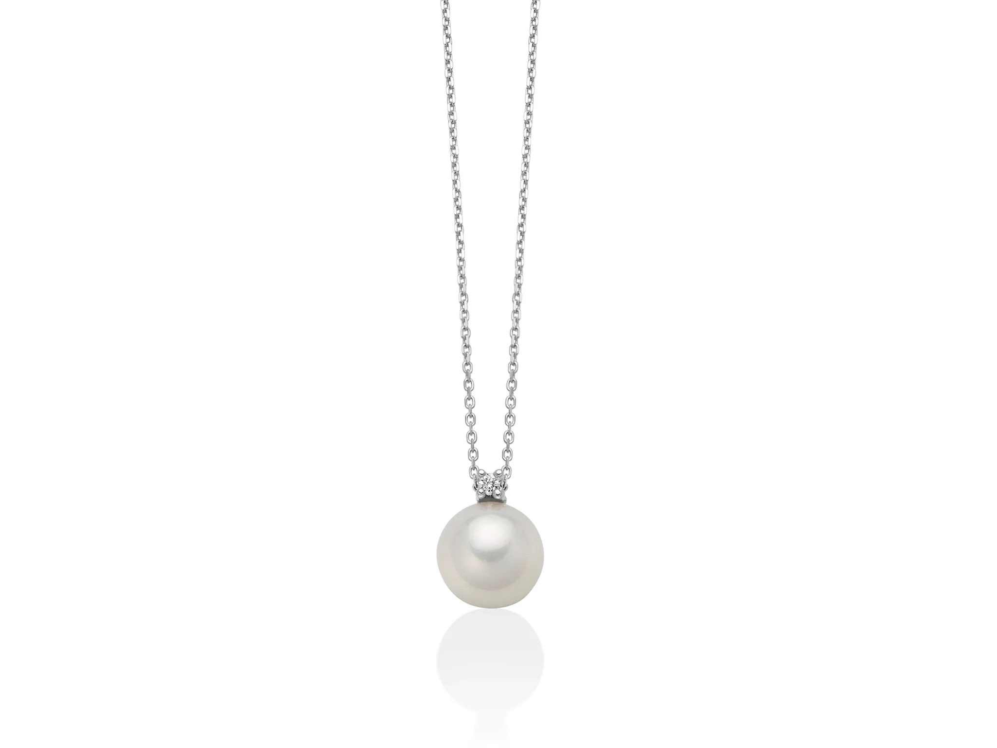 Collana con perla Oriente e diamante in oro bianco - Image 3