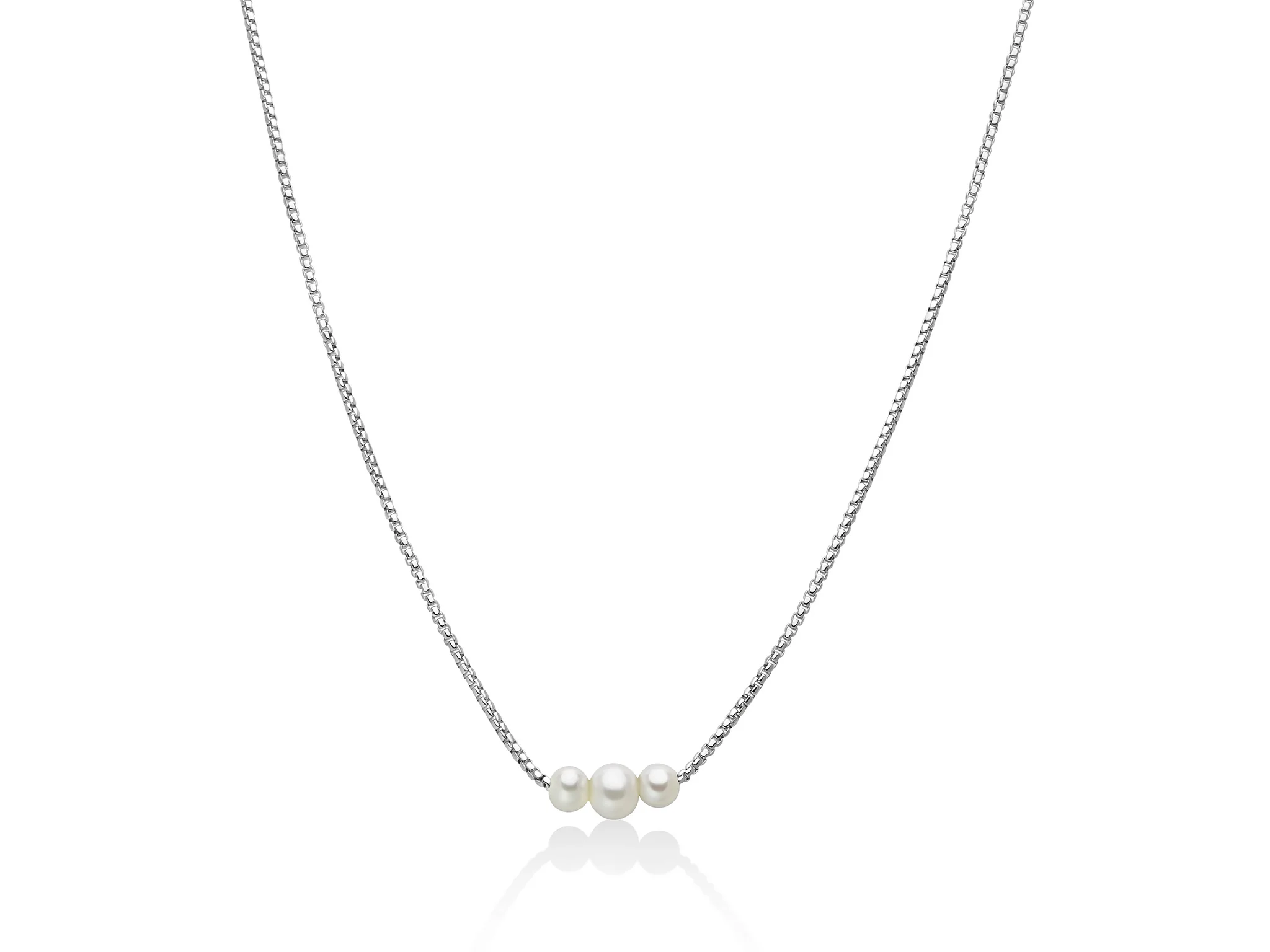 Collana in argento e tre perle Oriente