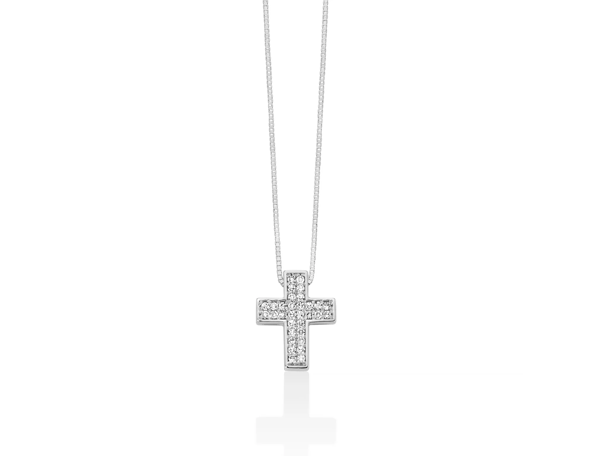 Collana in oro bianco con croce di diamanti