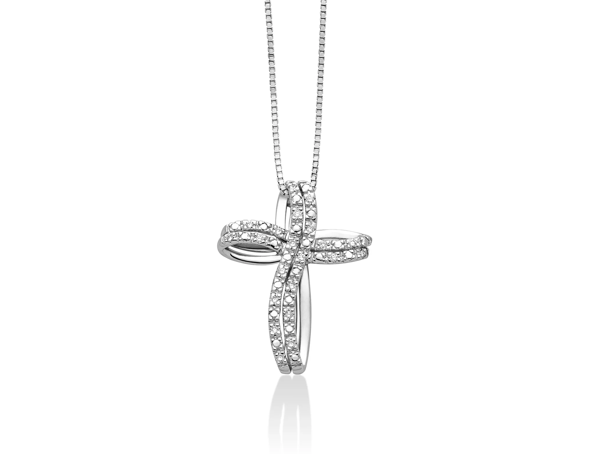 Collana in oro bianco con croce di diamanti
