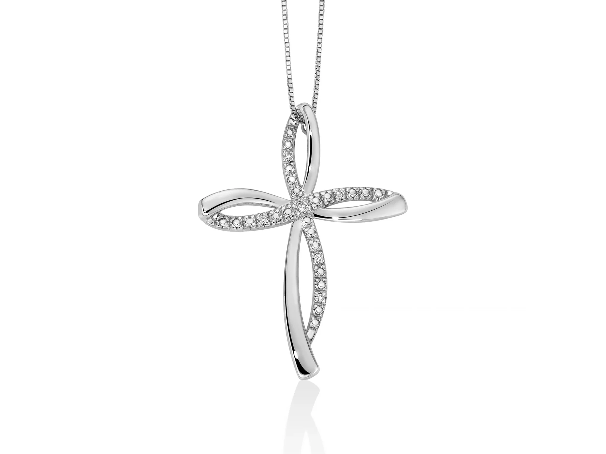 Collana in oro bianco con croce e diamanti
