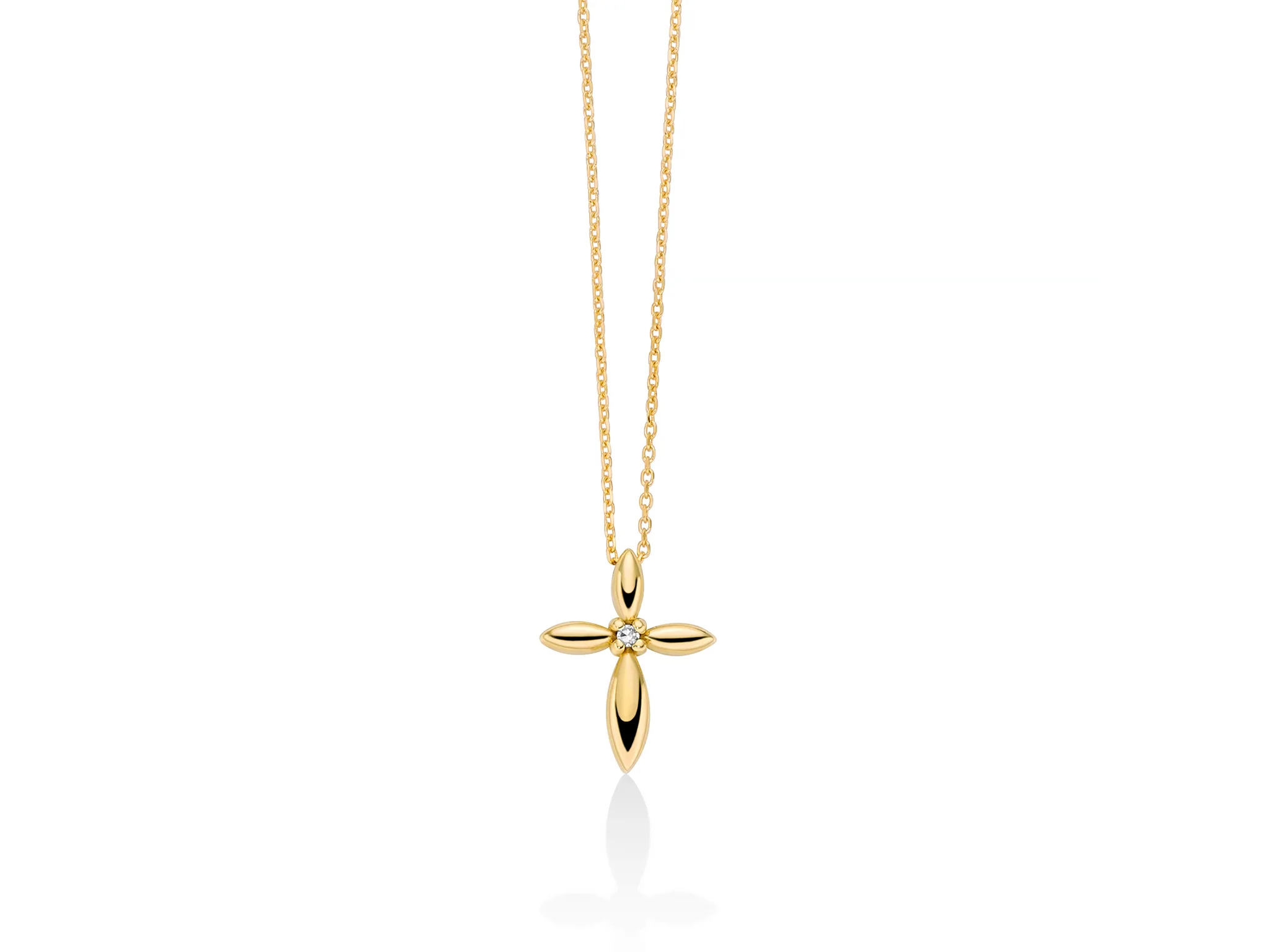 Collana in oro giallo 375 con croce e diamante