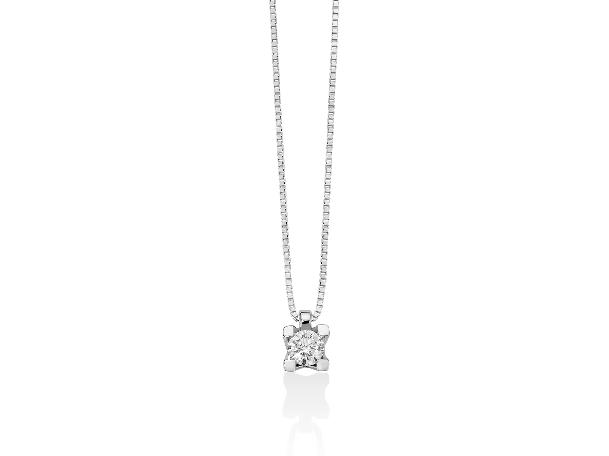 Collana punto luce con diamante e griffe regolari in oro bianco - Image 3