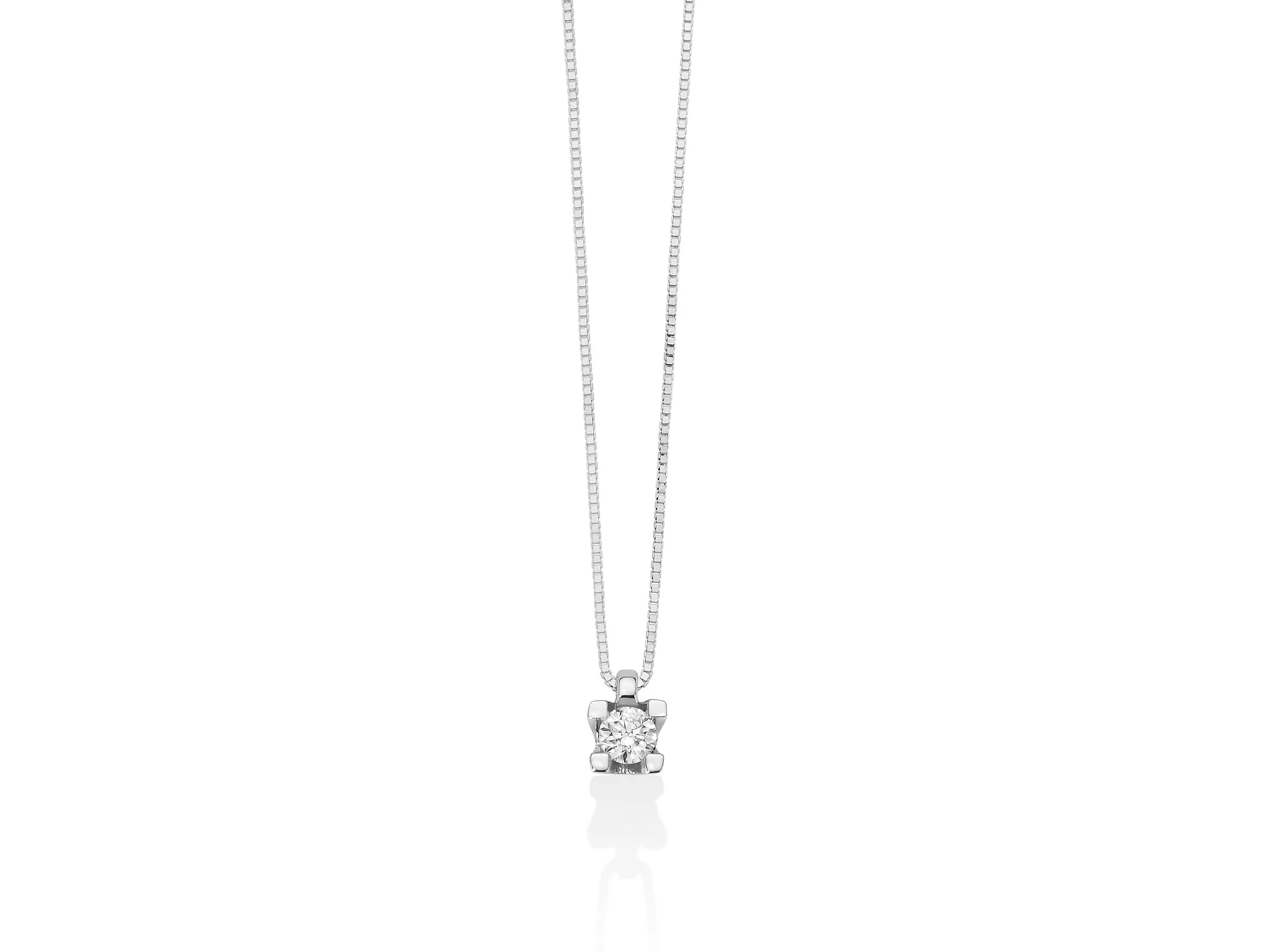 Collana punto luce con diamante e griffe regolari in oro bianco - Image 4