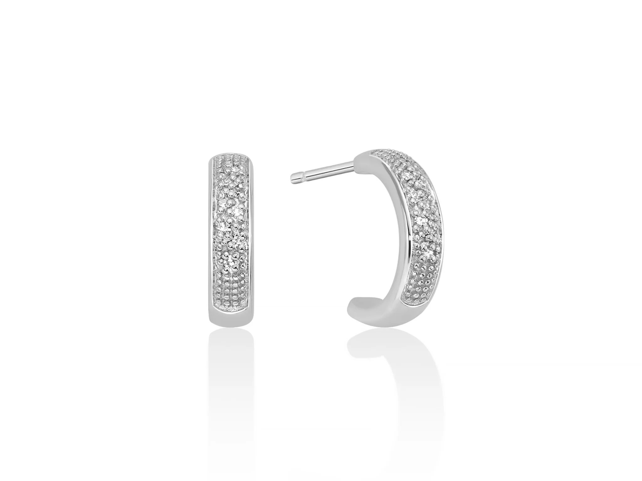 Orecchini a cerchio con pavè di diamanti in oro bianco 375